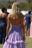 Lilac Off the Shoulder Ruffled Long Chiffon Formal Dress with slit