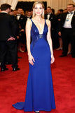 Royal Blue Mermaid V-Neck Floor Length Formal Dress with Slit