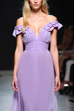 Lilac A Line V-Neck Flowy Chiffon Floor Length Formal Dress with Ruffles