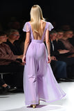 Lilac A Line V-Neck Cap Sleeves Pleated Flowy Long Formal Dress