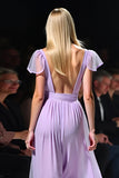 Lilac A Line V-Neck Cap Sleeves Pleated Flowy Long Formal Dress