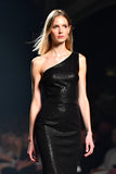 Glitter One Shoulder Black Sheath Floor Length Formal Dress