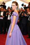 Purple V Neck A Line Empire Waist Sweep Train Formal Dress