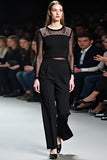 Black Scoop Column Formal Jumpsuit with Long Sheer Sleeves