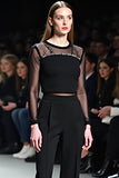 Black Scoop Column Formal Jumpsuit with Long Sheer Sleeves