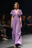 Purple V Neck A-Line Backless Wedding Guest Dress
