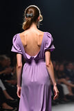 Purple V Neck A-Line Backless Wedding Guest Dress