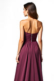 A Line Burgundy Strapless Sweetheart Floor Length Formal Dress