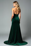 Dark Green Sheath Strapless Sweetheart Wedding Guest Dress with Slit