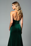 Dark Green Sheath Strapless Sweetheart Wedding Guest Dress with Slit