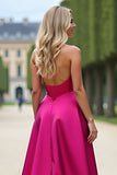 Fuchsia Sweetheart A Line Strapless Long Prom Dress with Slit