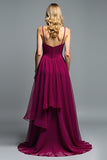 Dark Purple Spaghetti Straps A Line Ruffled Long Wedding Guest Dress