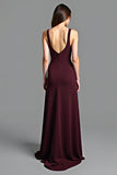 Cabernet V-Neck A Line Backless Long Formal Dress