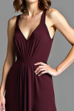 Cabernet V-Neck A Line Backless Long Formal Dress