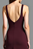 Cabernet V-Neck A Line Backless Long Formal Dress