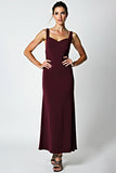 Cabernet Sheath Backless Tea Length Bridesmaid Dress