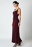 Cabernet Sheath Backless Tea Length Bridesmaid Dress