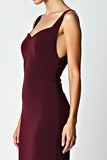 Cabernet Sheath Backless Tea Length Bridesmaid Dress
