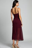 Cabernet Sheath Spaghetti Straps Asymmetrical Chiffon Bridesmaid Dress
