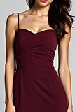 Cabernet Sheath Spaghetti Straps Asymmetrical Chiffon Bridesmaid Dress