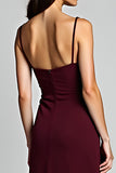 Cabernet Sheath Spaghetti Straps Asymmetrical Chiffon Bridesmaid Dress