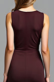 Cabernet Sheath V-Neck Sleeveless Ruched Floor Length Formal Dress