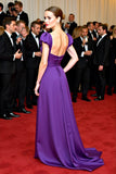 A Line Purple V Neck Satin Long Red Carpet Dress
