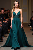 Peacock A Line V Neck Backless Long Red Carpet Dress