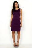 Purple Round Neck Bodycon Knee Length Mother of the Bride Dress