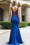 Mermaid Royal Blue Spaghetti Straps Corset Long Prom Dress