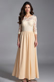 Champagne Half Sleeve Embroidered A Line Mother of the Bride Dress