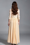 Champagne Half Sleeve Embroidered A Line Mother of the Bride Dress