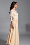 Champagne Half Sleeve Embroidered A Line Mother of the Bride Dress