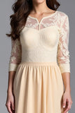 Champagne Half Sleeve Embroidered A Line Mother of the Bride Dress