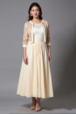 Champagne A Line Tea Length Mother of the Bride Dress with Jacket