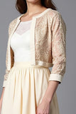 Champagne A Line Tea Length Mother of the Bride Dress with Jacket