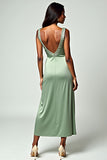 Glitter Sheath Dusty Sage Sweetheart Tea-Length Formal Dress