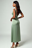Glitter Sheath Dusty Sage Sweetheart Tea-Length Formal Dress