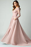 V-Neck Pine A Line Prom Dress with Lace Applique