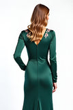 Pine Round Neck Long Sleeves Maxi Mother of the Bride Dress