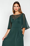 Pine Chiffon Scoop Neck Half Sleeves Mother of the Bride Dress