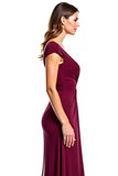 Burgundy V-Neck Long Sheath Mother of the Bride Dress with Slit