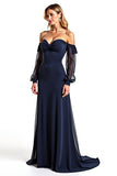 Navy Sweetheart A Line Mother of the Bride Dress with Ruffles