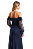 Navy Sweetheart A Line Mother of the Bride Dress with Ruffles