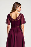 Cabernet A Line Midi Length Mother of the Bride Dress with Lace