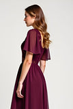 Cabernet A Line Midi Length Mother of the Bride Dress with Lace