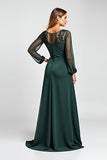 Pine Illusion Neck A Line Mother of the Bride Dress