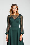 Pine Illusion Neck A Line Mother of the Bride Dress