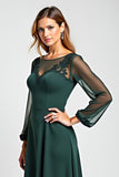 Pine Illusion Neck A Line Mother of the Bride Dress
