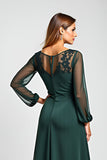 Pine Illusion Neck A Line Mother of the Bride Dress